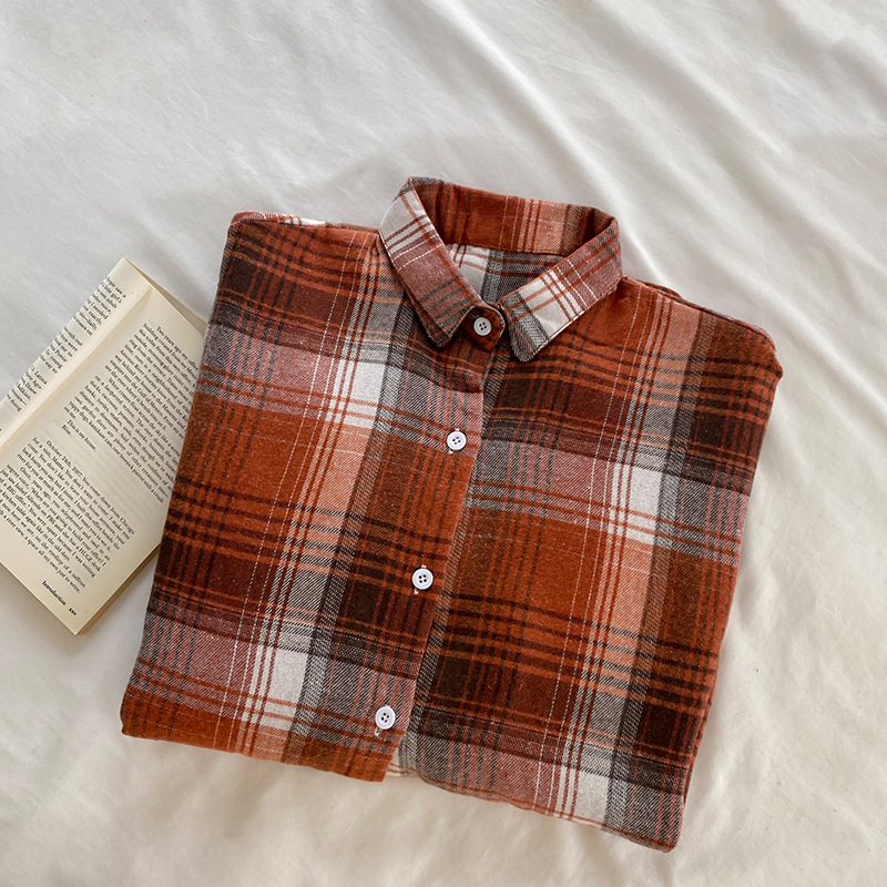 Title 16, Retro Loose Plaid Shirt Women