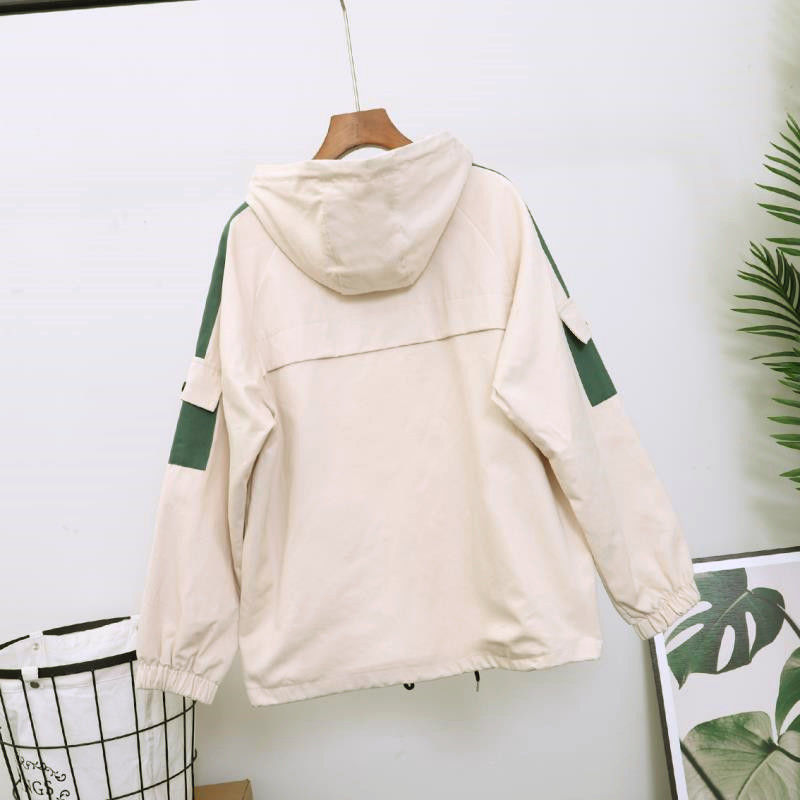 Title 9, Loose Hooded Color Matching Workwear Ins Jacket