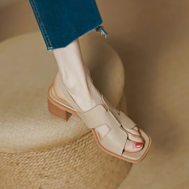 Fashionable New Women's Shoes Chunky Heels Apricot - Shop at LoveMi