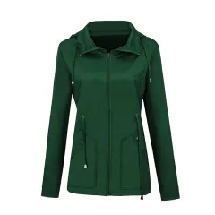 Jacket Rainproof Hooded Waist Sports Outdoor Jacket - Dark Green - View 1