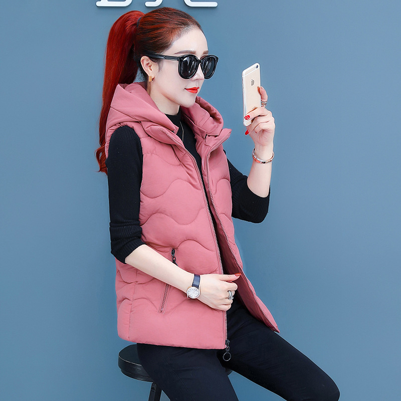 Women's Cotton Waistcoat Korean Short Waistcoat Waistcoat Keeps Warm Pink - Shop at LoveMi