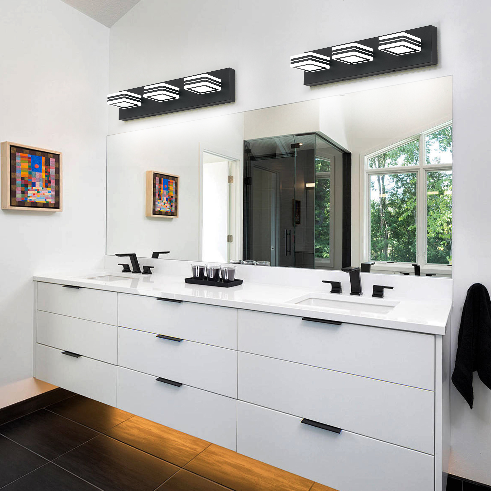 Matte Black Vanity Light Fixtures 3 Lights Up And Down LED Modern Bathroom... 3