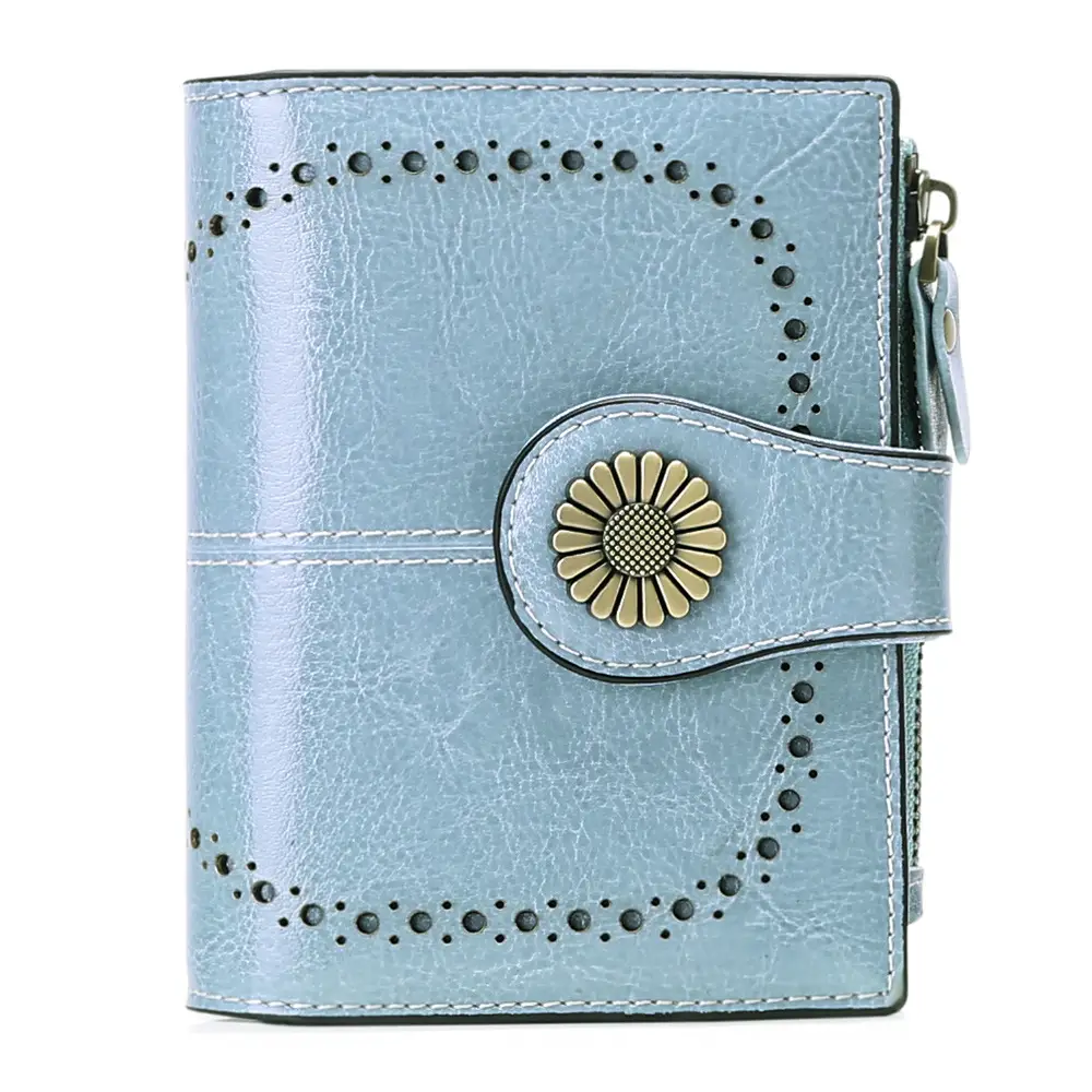Wallet Women's Short Oil Wax Leather Zipper Card Holder
