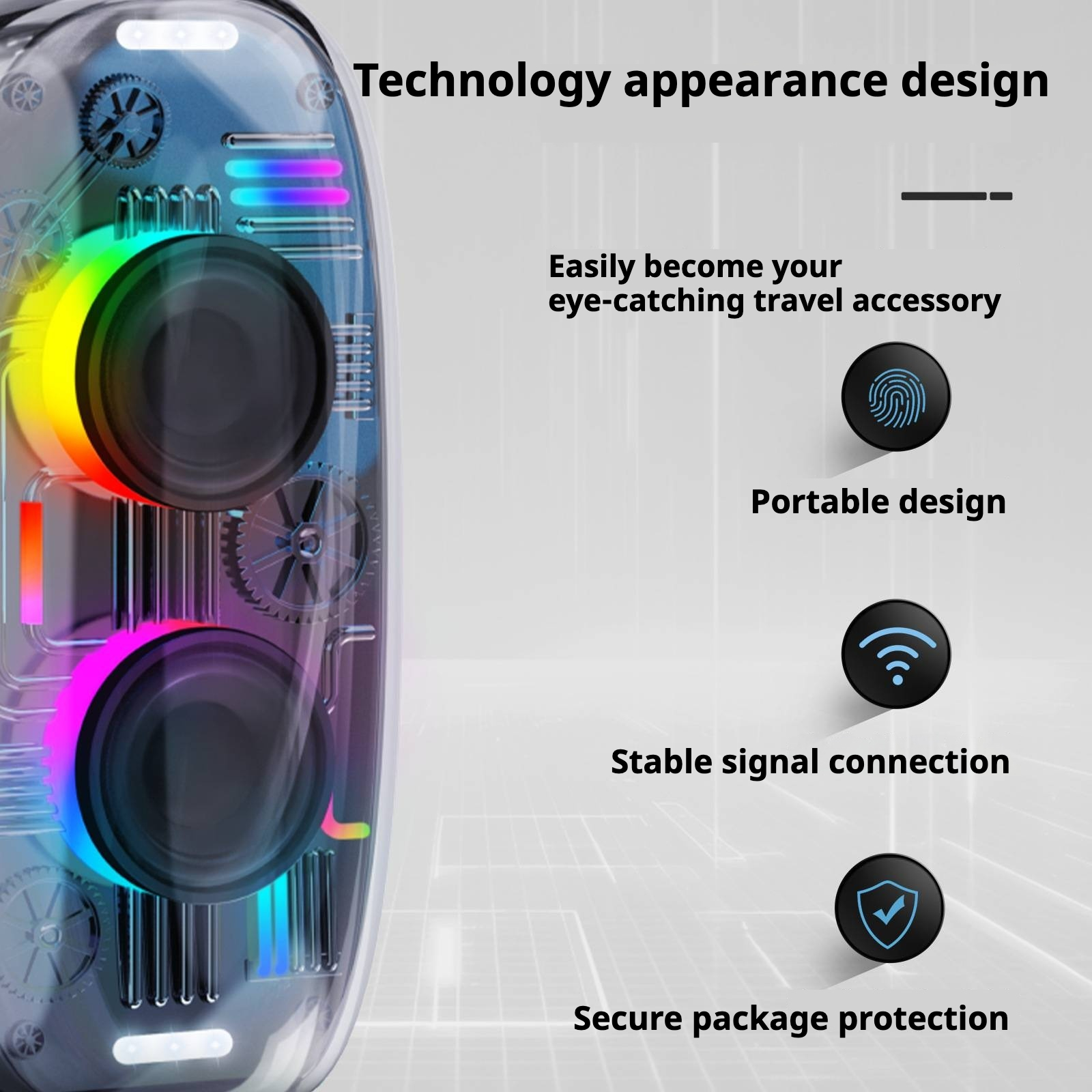 KP-825 Best-Selling Bluetooth Speaker Cool RGB Ambient Lighting Portable Outdoor Handle Waterproof Compact Desktop Speaker 4