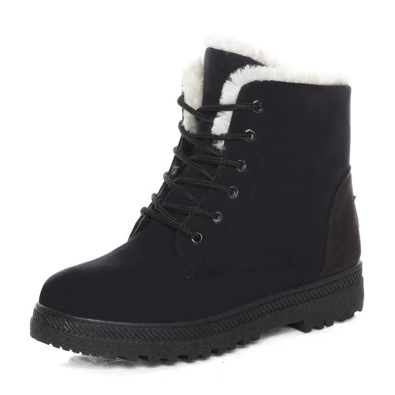 Winter Snow Boots With Warm Plush Ankle Boots For Women Shoes Black - Shop at LoveMi