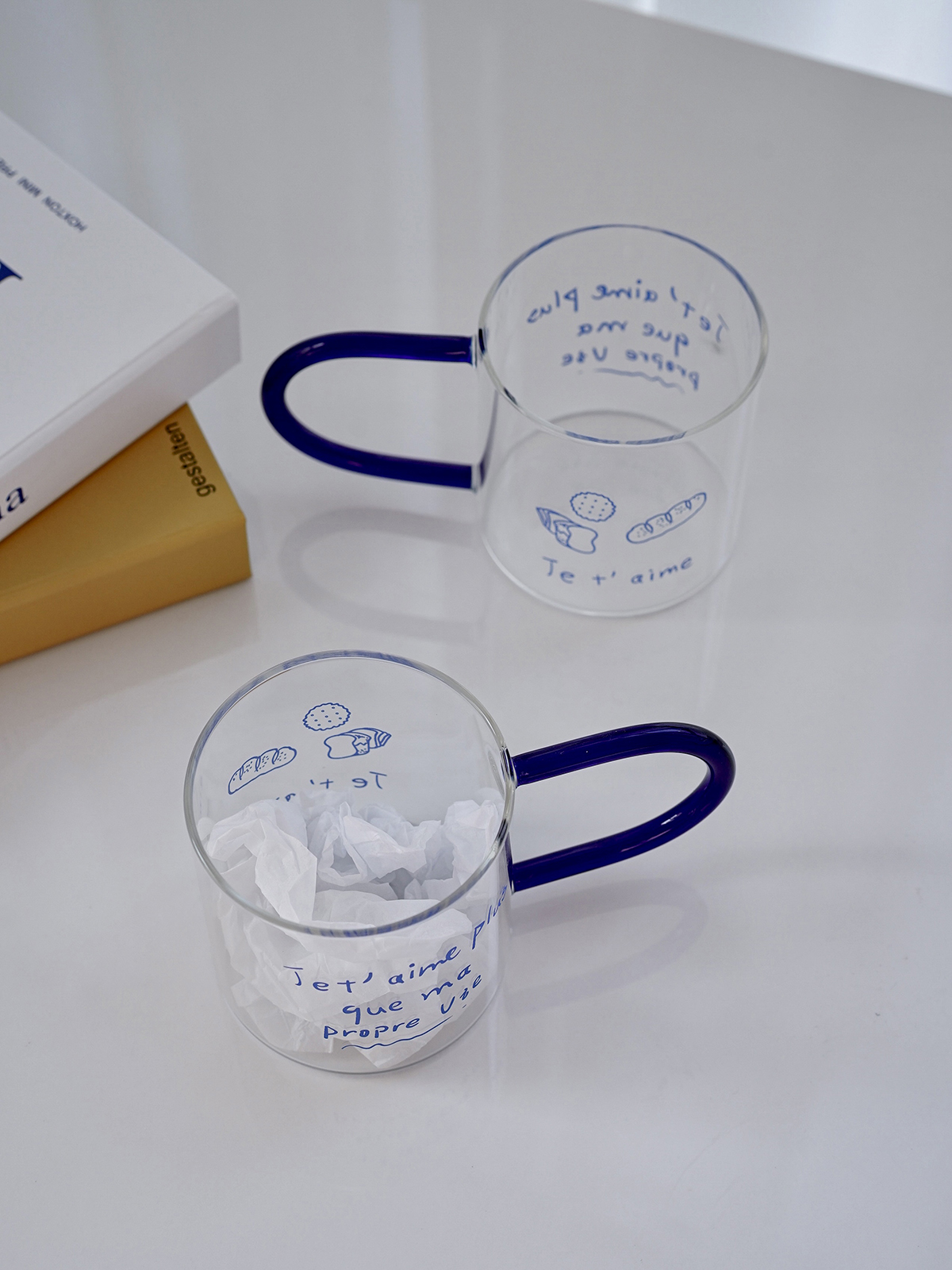 Ins Glass Water Cup Graffiti French Letters