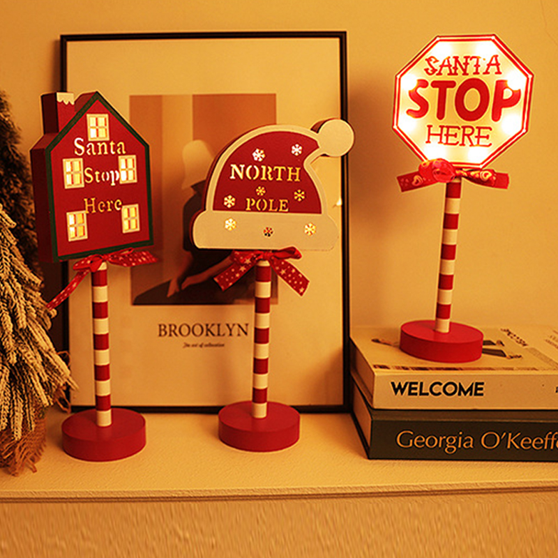 Title 10, Christmas Retro Lamp Stop Here Street Sign N Or...