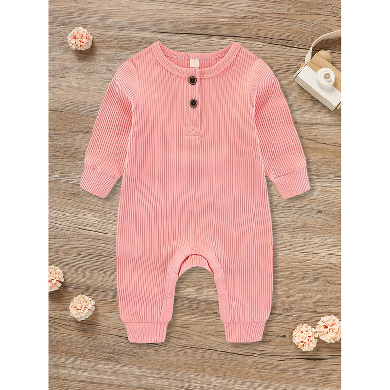 3-Pack Newborns Infants Baby Boys & Girls Long Sleeve Ribbed Romper Soft Button Front Jumpsuit — foto 9