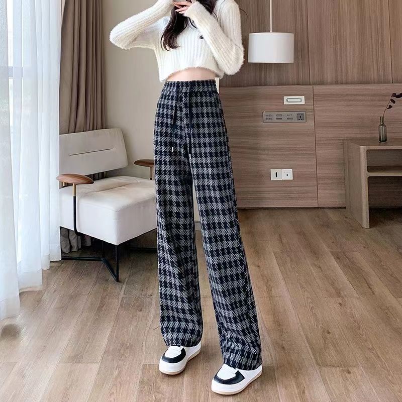 Title 4, Relaxed Coffee Checked Plush Casual Pants for u...