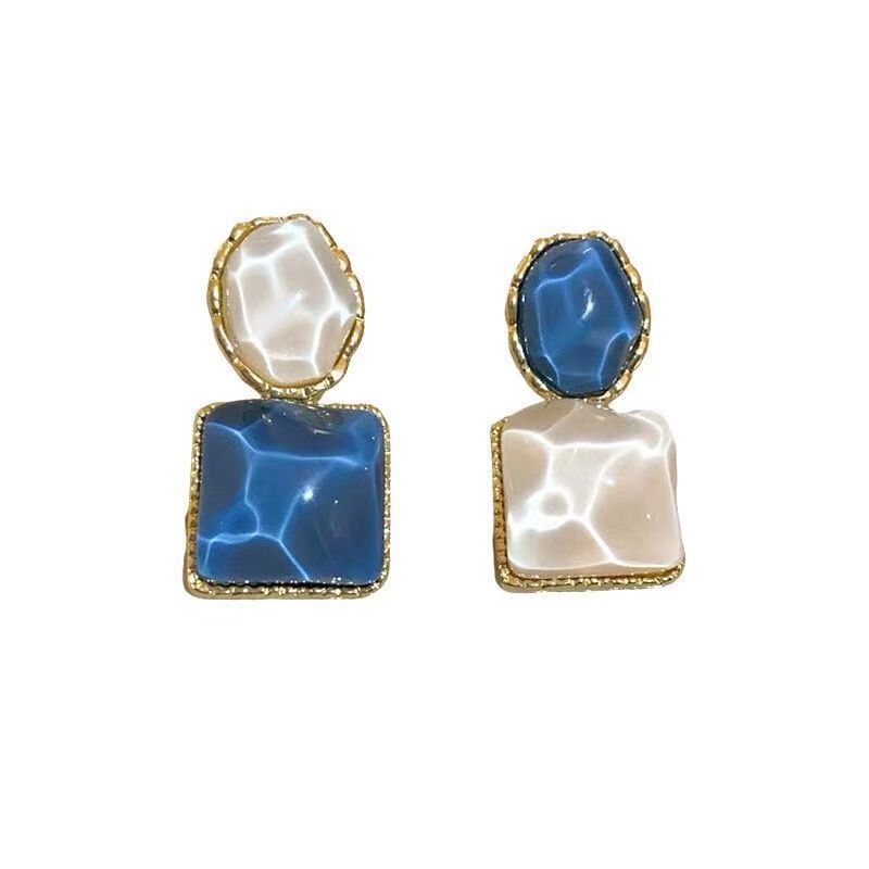 Minimalist Blue Heart Shape Ear Clips Women No Piercing Fashion Dainty Stud Earrings