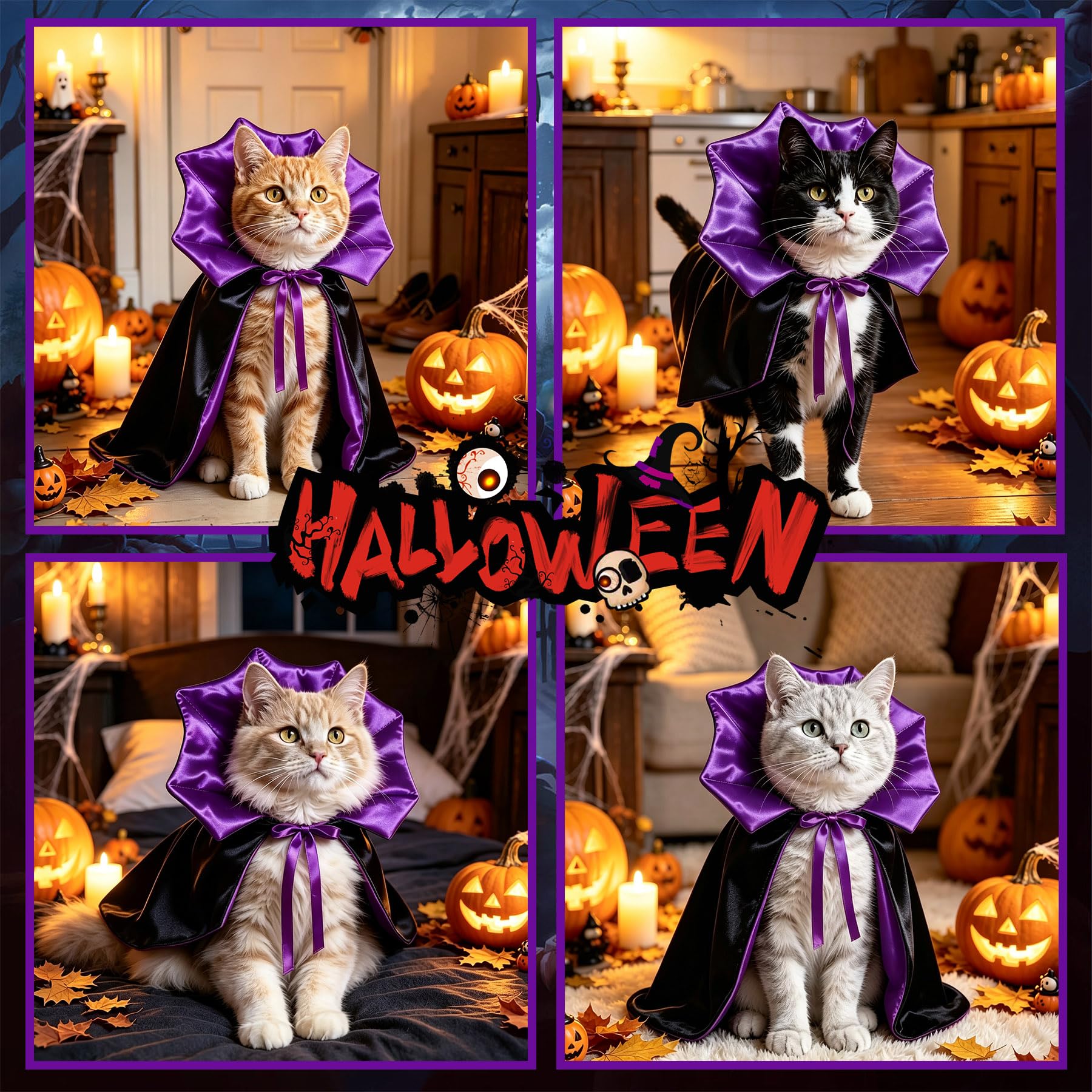 Cat Halloween Costumes Pet Cat Dog Halloween Vampire Costume Devil Vampire Cape Cloak Halloween Costumes For Cats Dogs Pets 3