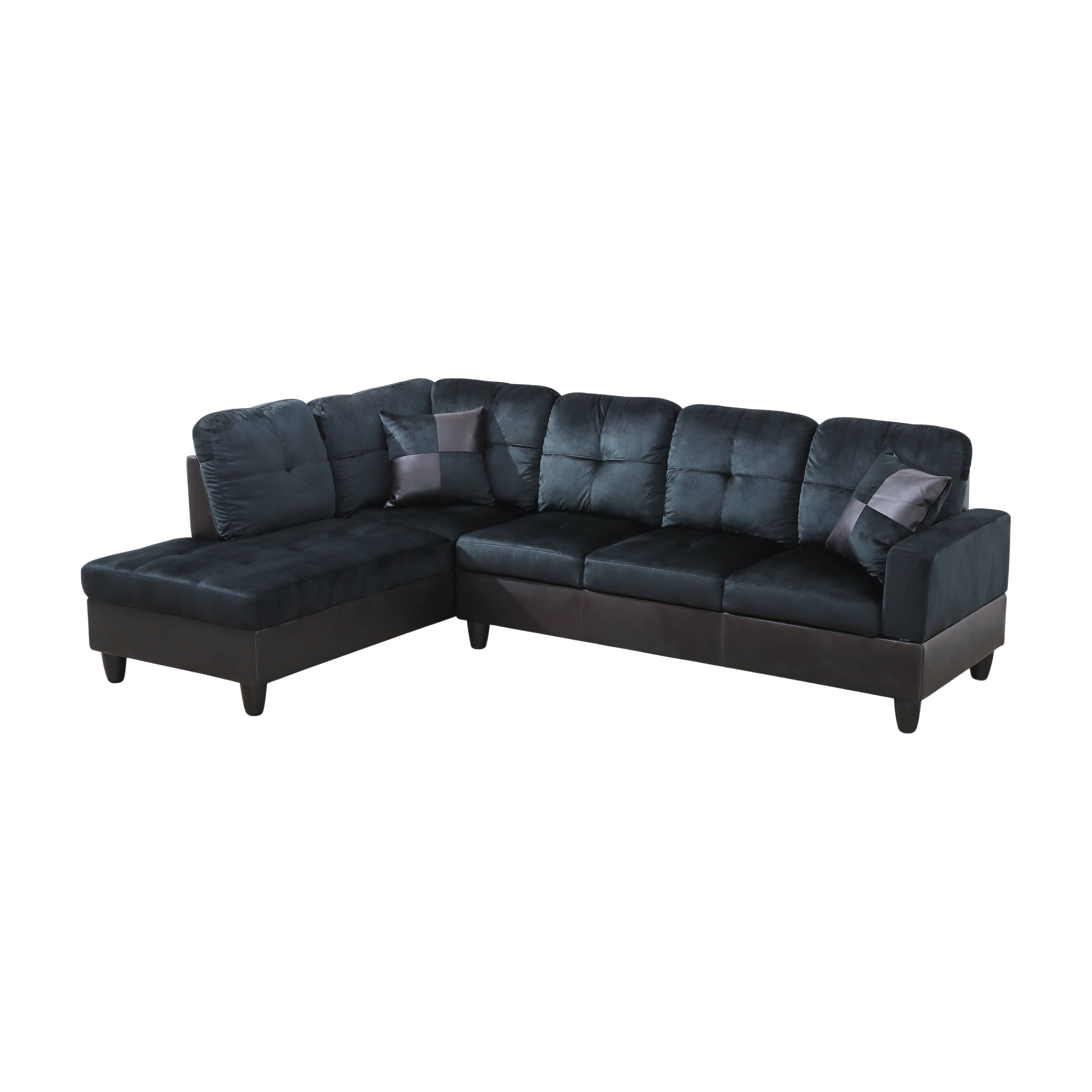 Pickup Only--Dark Blue And Brown Color Lint And PVC 3-Piece Couch Living Room Sofa Set