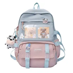 Large Capacity Cartoon Backpack Junior High School Student Backpack - Pink - View 1