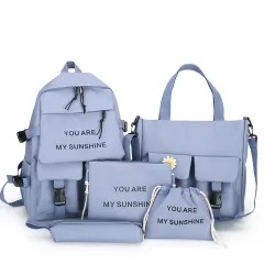 Women's Fashion Large Capacity Prep Backpack - Blue - View 1