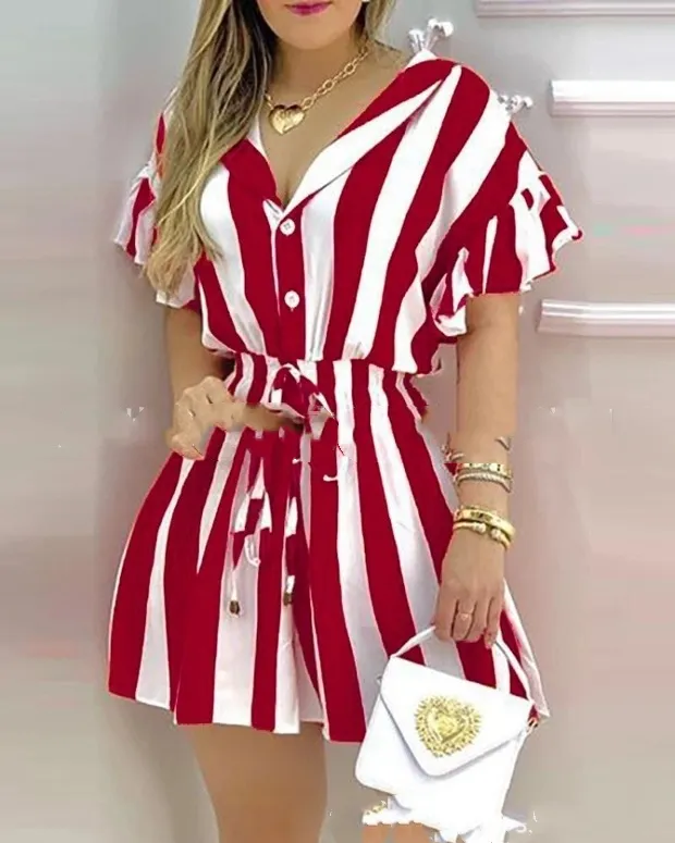 Vestidos De Fiesta Elegante Mono De Mujer Verano Playa Ropa Para Mujeres Peleles - Red