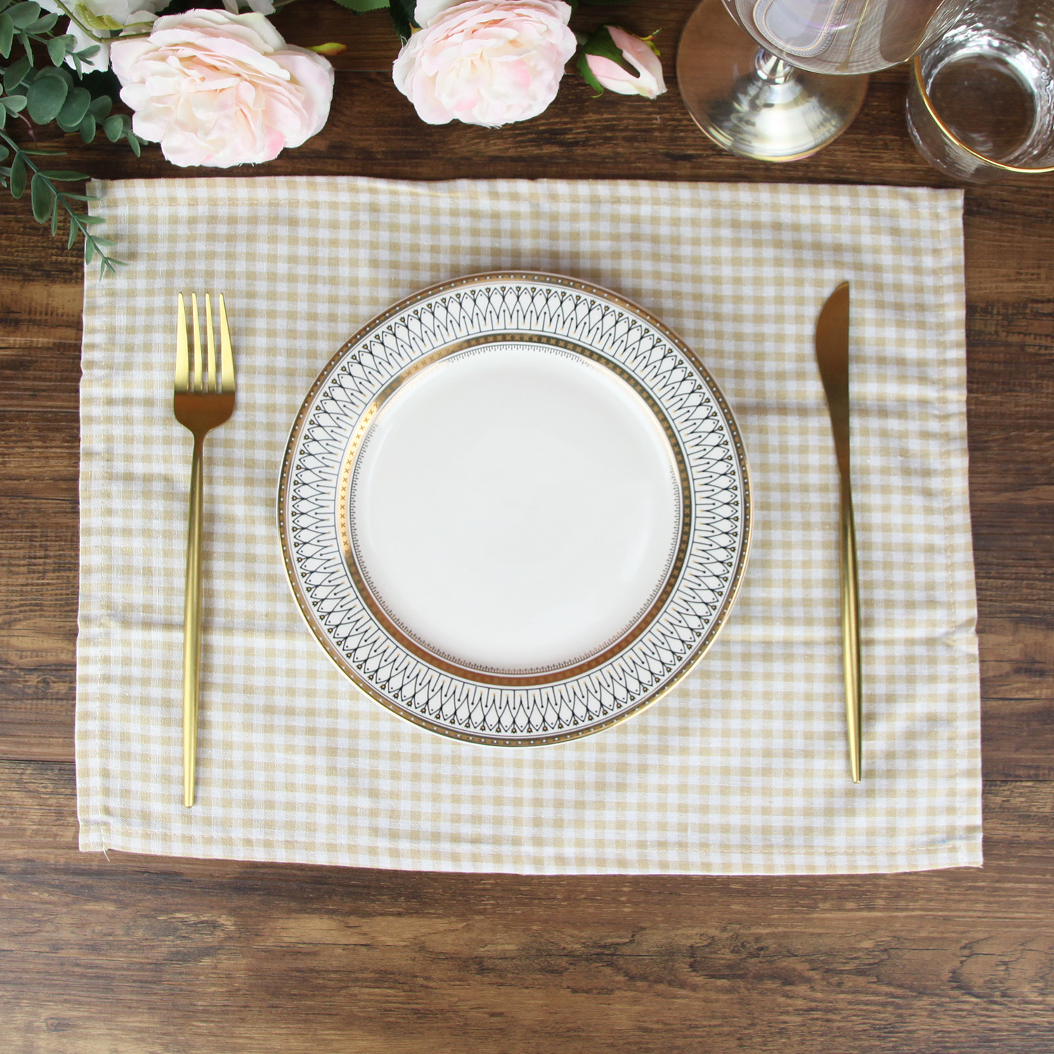 Title 1, Plaid Polyester Cotton Western Food Placemat Te...