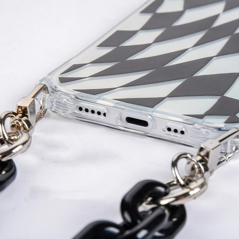 Irregular Black Grid Suitable For Iphone12 Portable Chain - Image 2