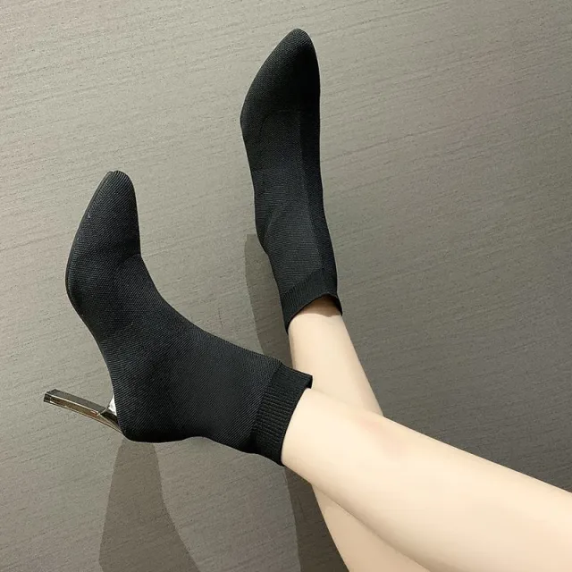 Pointed Toe Boots Women Sock Shoes Black - Shop at LoveMi