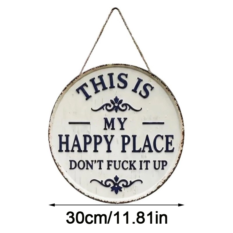 Funny Garden Metal Sign This Is My Happy Place Welcome Home Farm Wall Decor — image 5