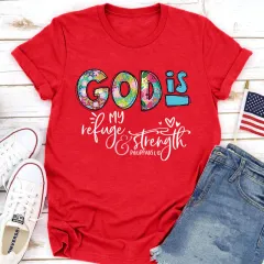 New Loose Creative Printing Round Neck Women's Casual Short Sleeves - Red - View 1