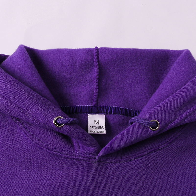 Title 11, Pure cotton purple pullover hoodie solid color