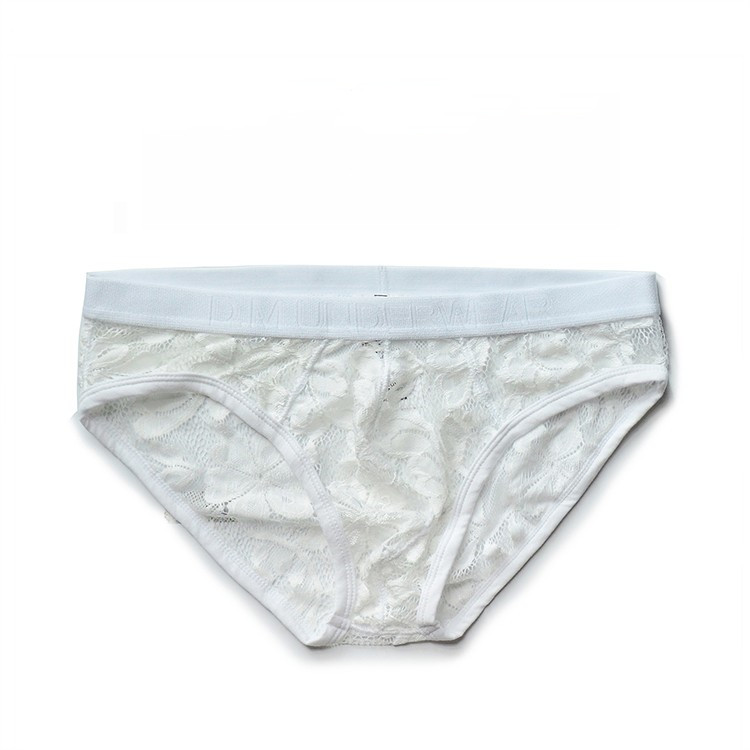 Men's Low Waist Lace Black White Underwear