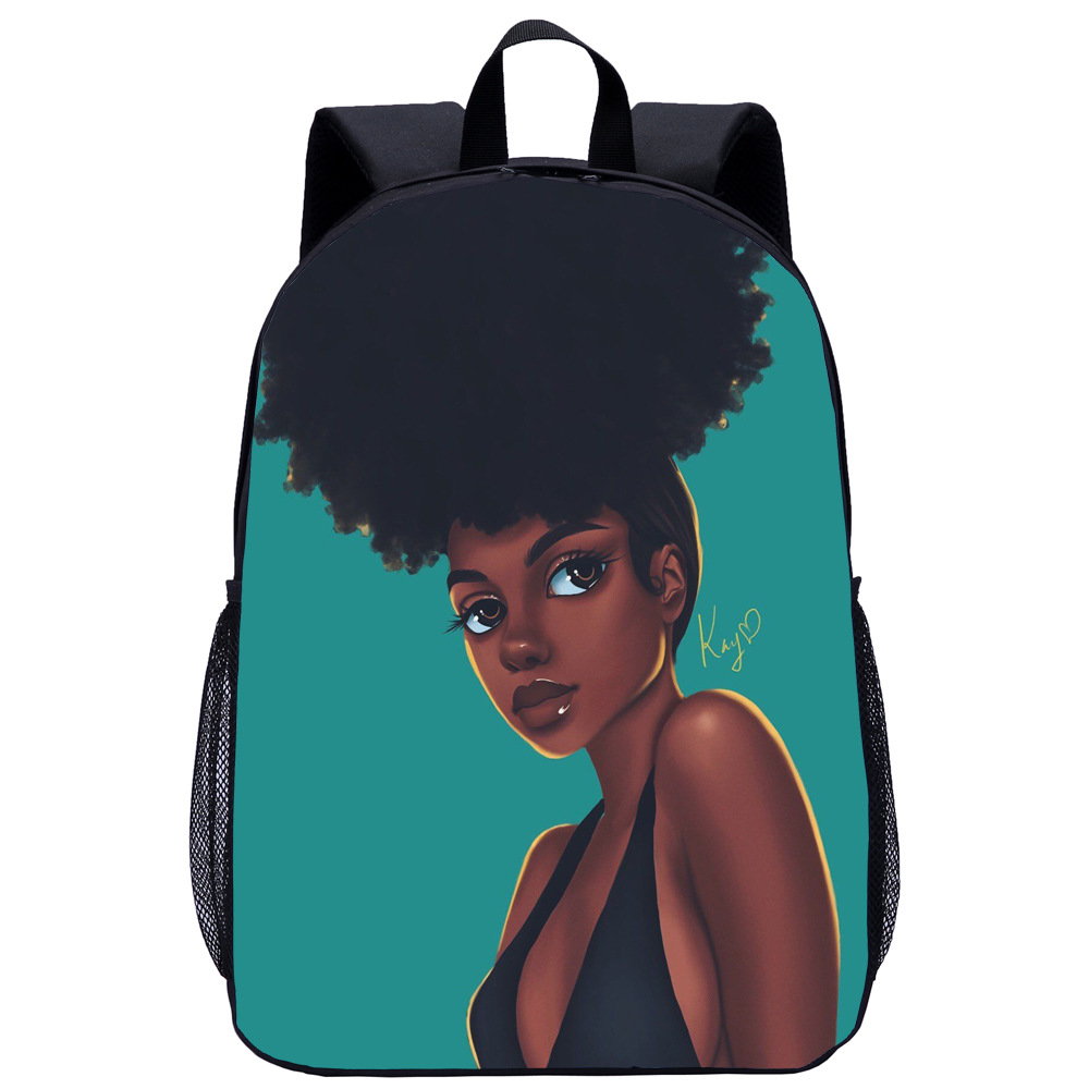 African Girl Student School Bag Child
