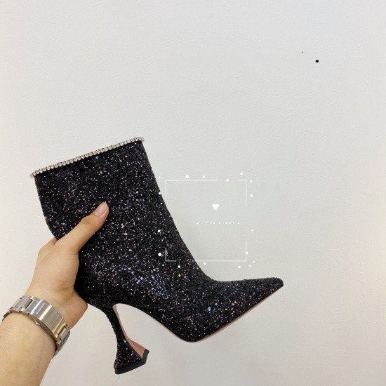 Title 7, High Heel Ankle Boots Leather Pointed Toe Women...