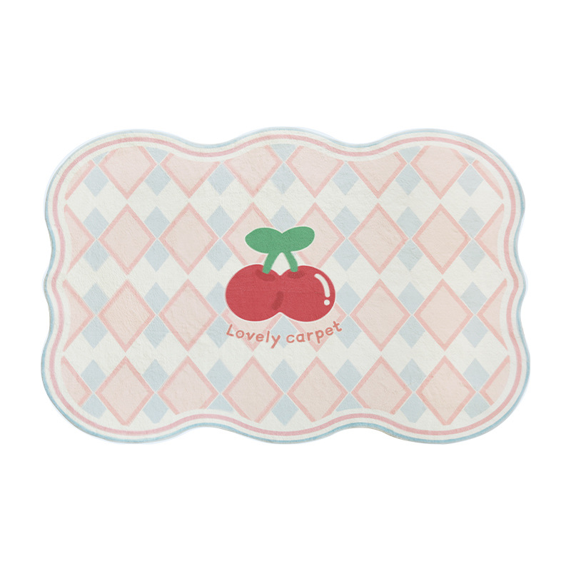 9248a30c 83e9 4744 a135 73de757bdedf - Imitation Cashmere Carpet Cream Checkerboard Household Bedroom
