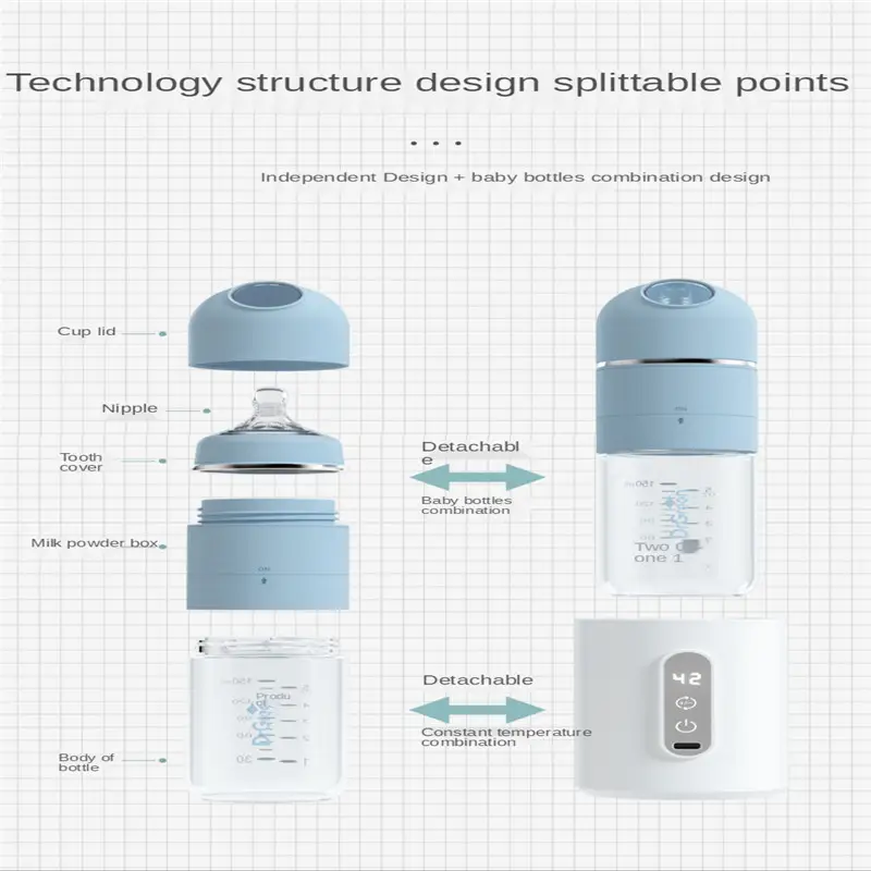 Newborn Baby Wide Diameter Feeding Bottle with Integrated Milk Powder Dispenser