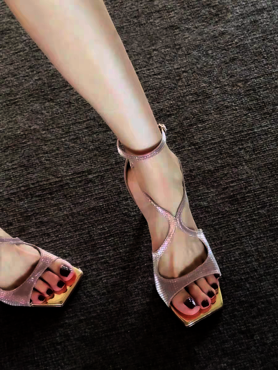 Square Toe Stiletto Heel Sandals, picture 4 of 5