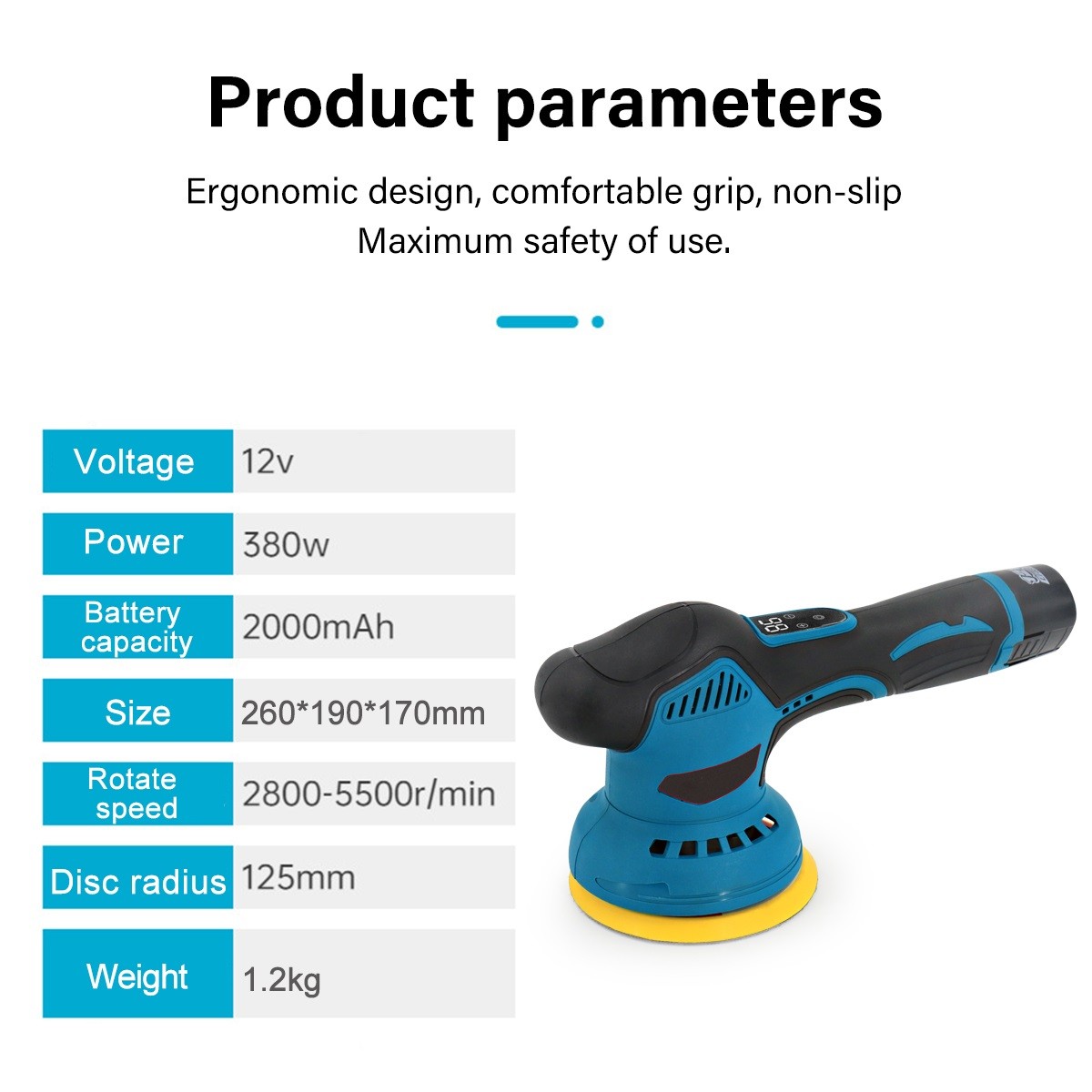 Cordless Car Polisher Buffer Sander Machine Polishing Pads Kit  2x Batteries 7