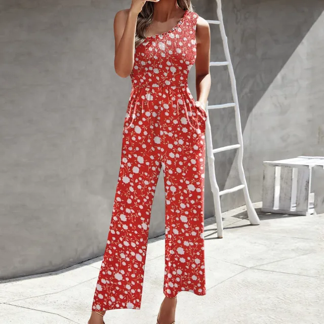 Women's Fashion Jumpsuit Cross Shoulder Top Safflower - Shop at LoveMi