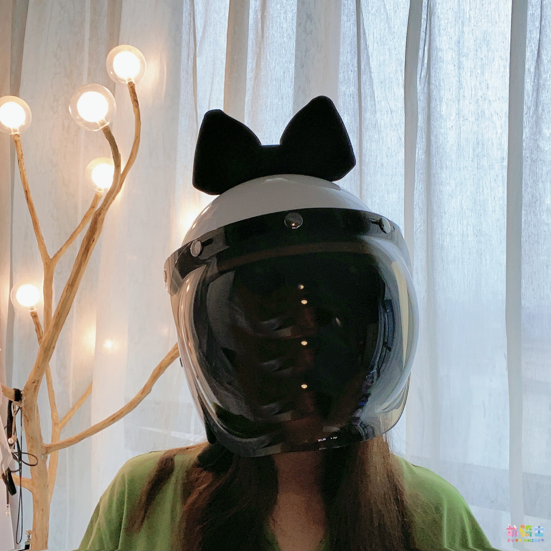 Motorcycle Helmet Ornaments Space Cotton Bow Cute Girl Black - Shop at LoveMi