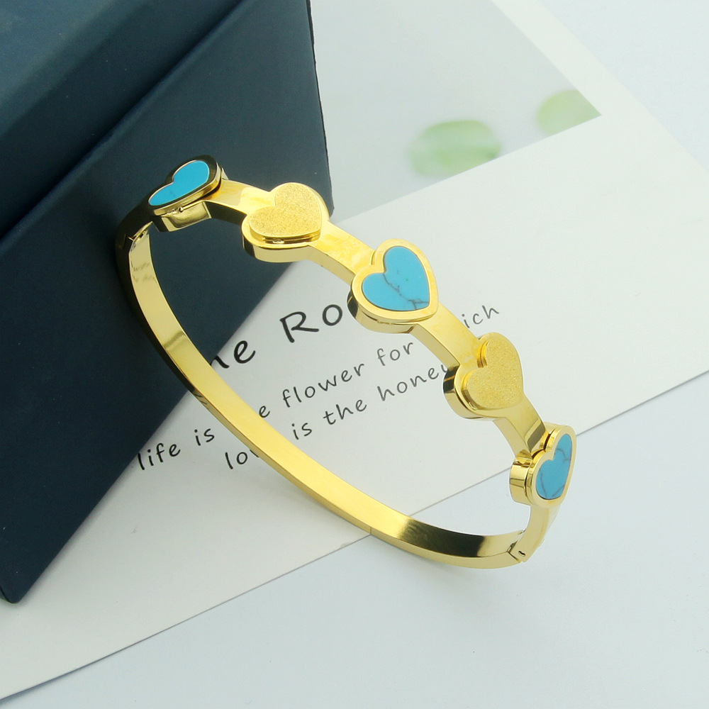 Blue Frosted Peach Heart Bracelet