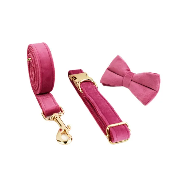 Velvet Pet Collar Traction Rope Dog Circle Dog Rope Bow3 - Shop at LoveMi