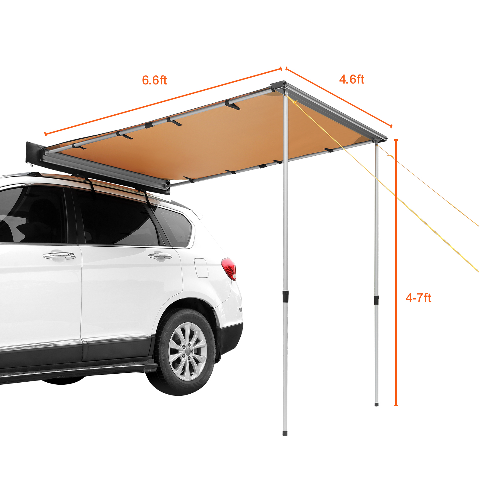 Unavailable Channels-Amazon Temu Car Side Awning, Large 4.6'x6.6' Shade Coverage Vehicle Awning, PU3000mm UV50 Retractable Car Awning With Waterproof Storage Bag, Suitable For Truck, SUV, Van, Campers