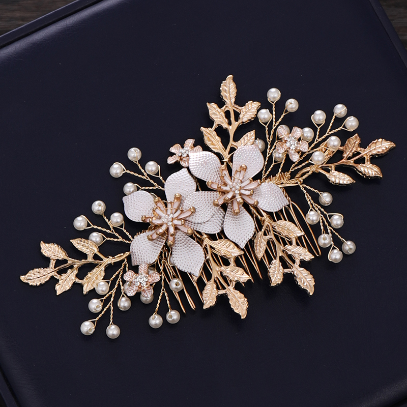 Bridal Headdress Wedding Pearl Hair Comb Insert Comb — foto 2
