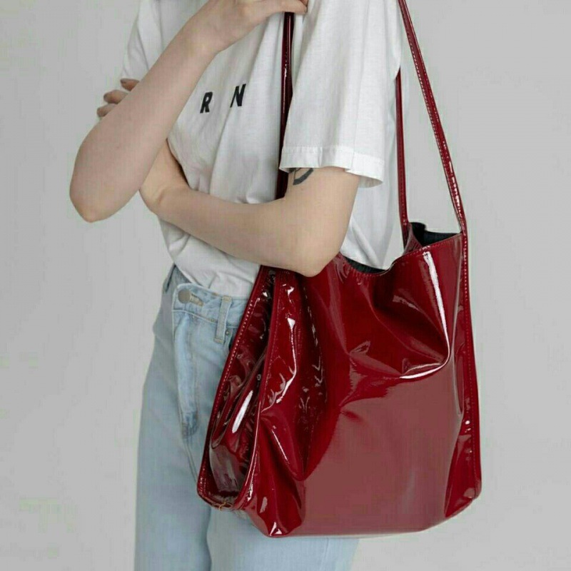 Title 3, Bright Leather Fashion Red Women Bag