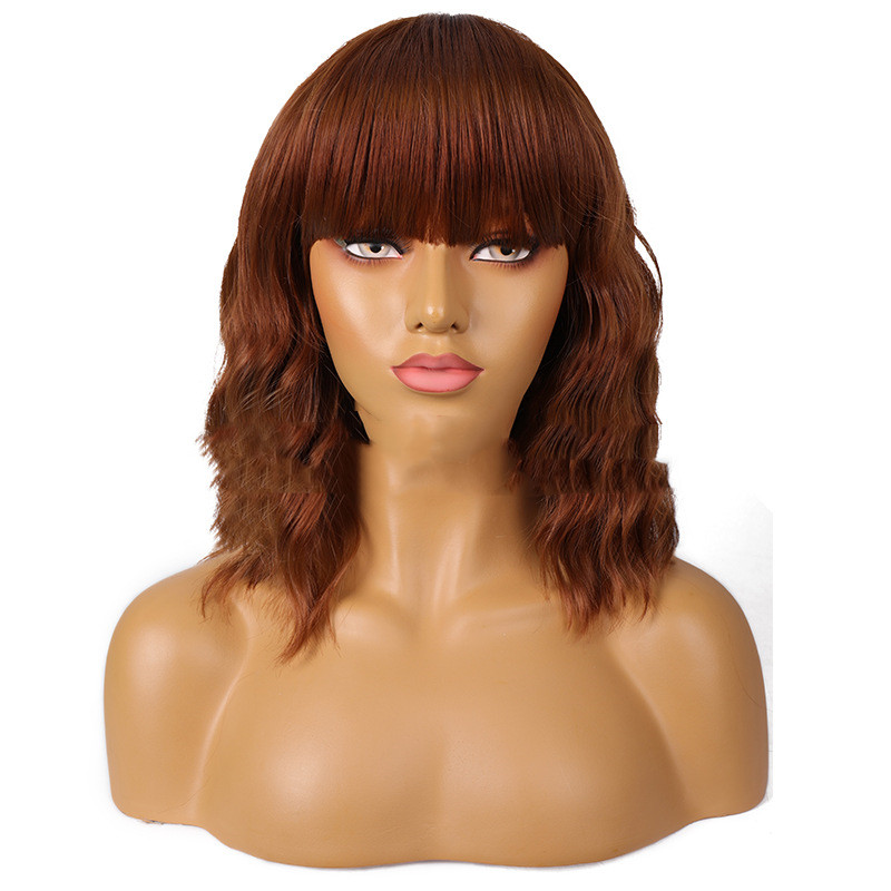 Headgear Chemical Fiber High Temperature Silk Water Ripple Style Brown - Shop at LoveMi