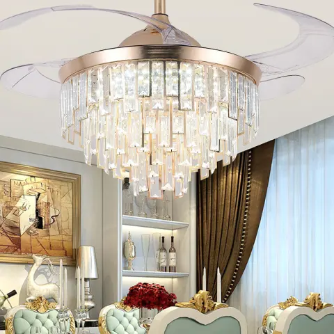 Living Room Invisible Dining ABS Ceiling Fan Lamp