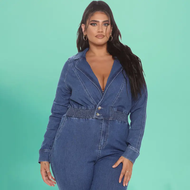 Women's Stretch Wash Denim European And American Jumpsuit