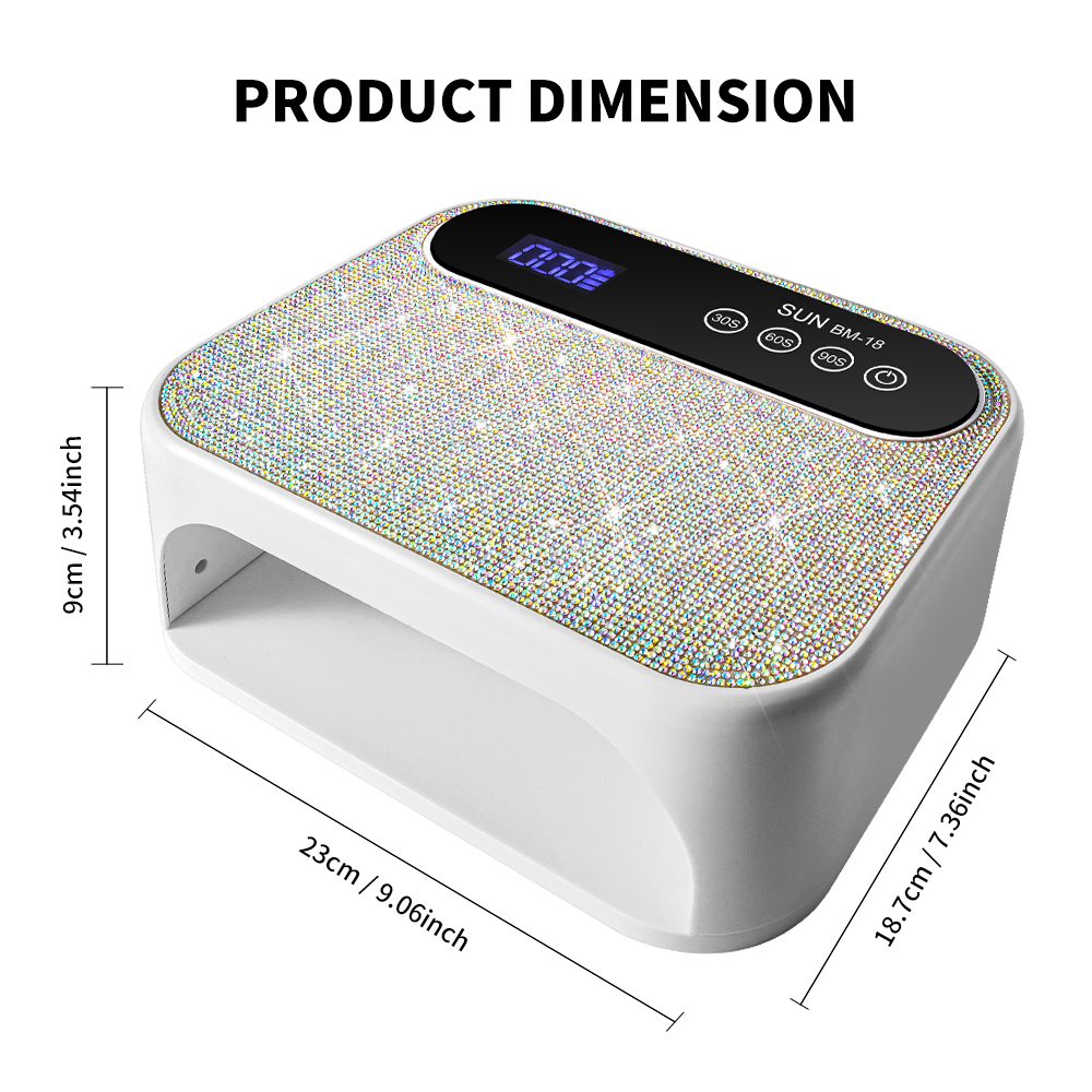 Cordless UV Nail Lamp, Rechargeable UV Gel Nail Light, Sparkling Rhinestones Diamond UV Light, Professional Fast Curing Nail Dryer With 3 Timers Touch Control Auto Sensor For Salon & Home 4