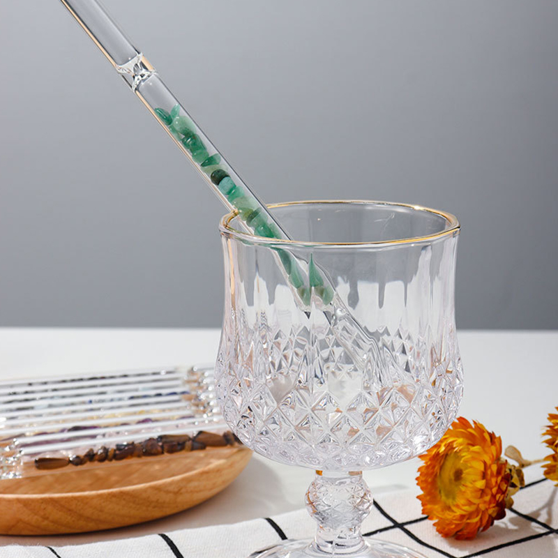 Title 6, Natural Crystal Gravel Glass Straws