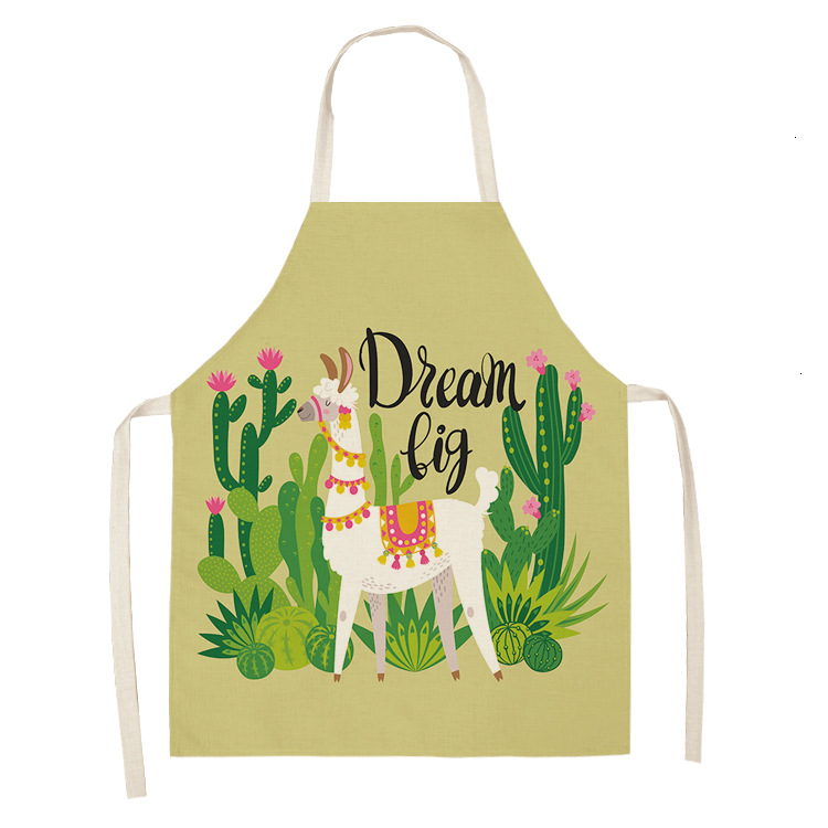 Title 18, Alpaca Cartoon Cotton Linen Apron Sleeveless An...