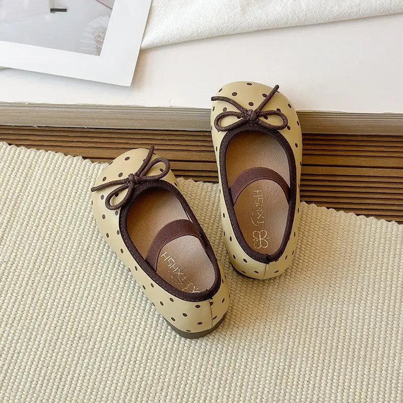 Girls' Leather Shoes, Children's Shallow Mouth Single Shoes, Polka Dot Princess Shoes, Medium And Large Children's Mary Jane Shoes