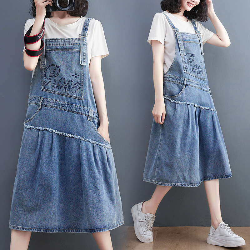 Fat Sister Summer Suspender Dress Embroidered Fishtail Skirt Women — image 1