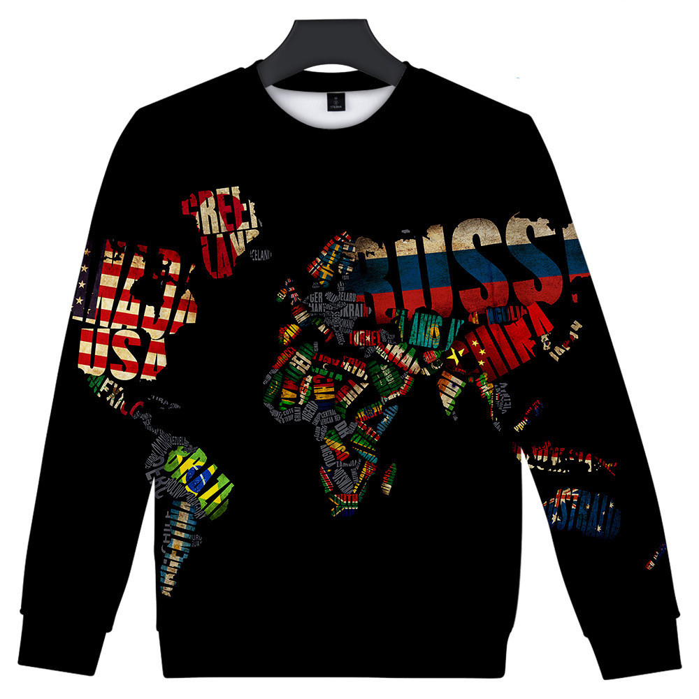 New 3D Digital Color Printing Loose Men's And Women's Round Neck Sweater