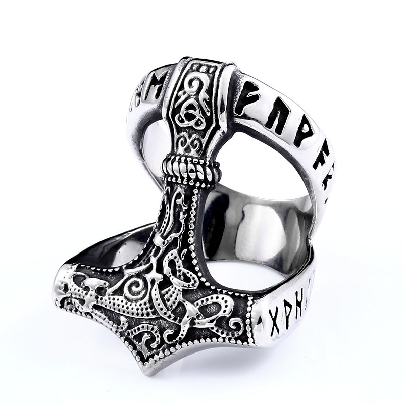 Creative Vintage Stainless Steel Ring Men's Letter Titanium Steel Ring