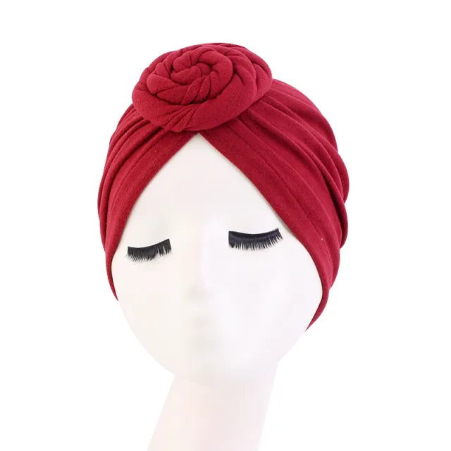 European And American Popular Donut Head Scarf Hat Wine Red - Shop at LoveMi